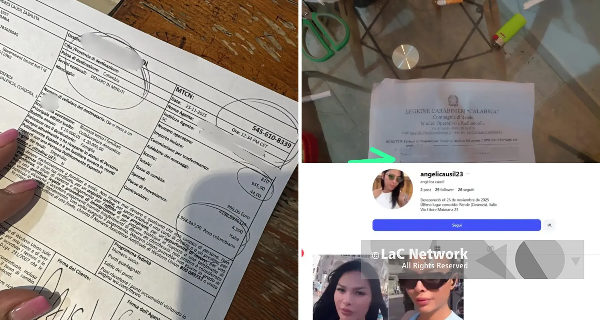 Angelica Causil, le ultime ore: la spesa a Cosenza\u00A0e l’accesso su WhatsApp alle 7.38 del 26 novembre\n