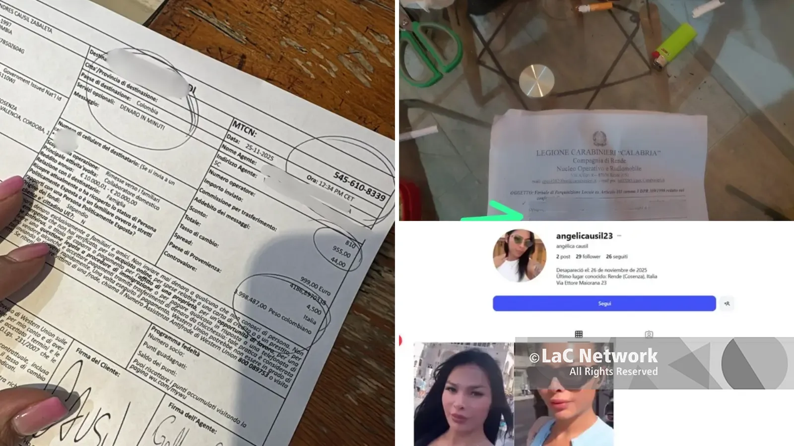Angelica Causil, le ultime ore: la spesa a Cosenza\u00A0e l’accesso su WhatsApp alle 7.38 del 26 novembre\n