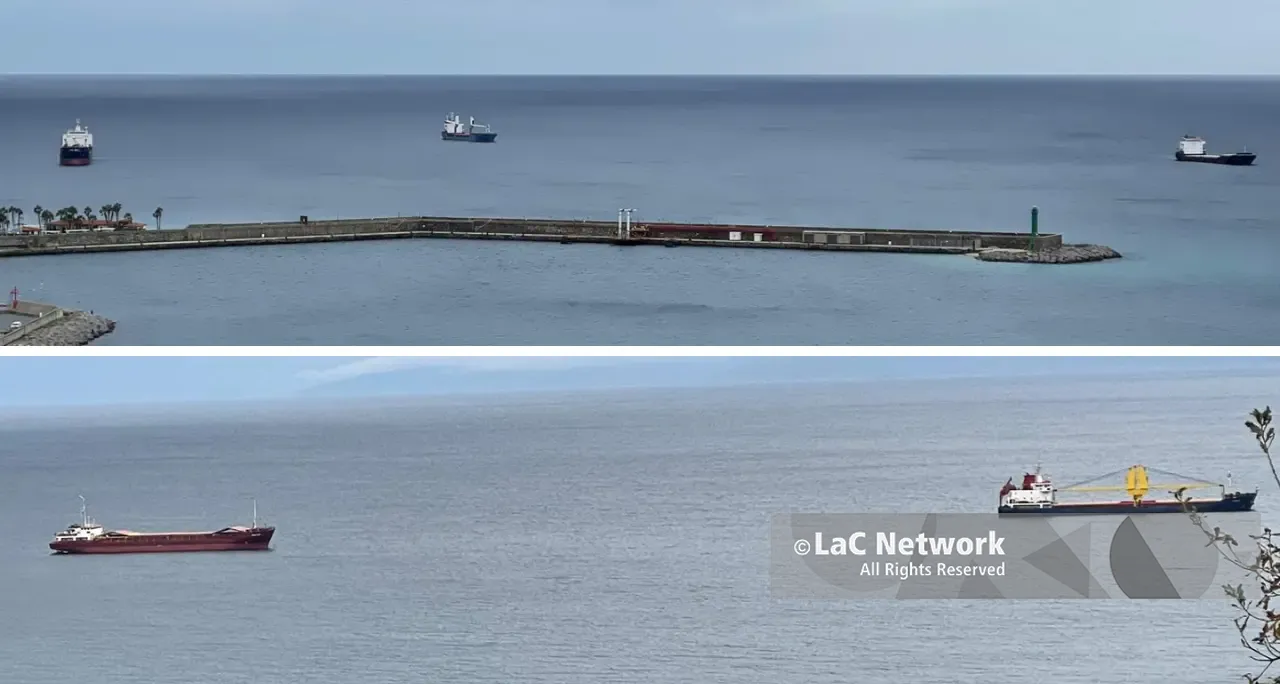 Vibo Marina, le grandi navi si affollano davanti al porto in attesa del passaggio del ciclone Harry: Santa Venere da sempre il riparo più sicuro\n