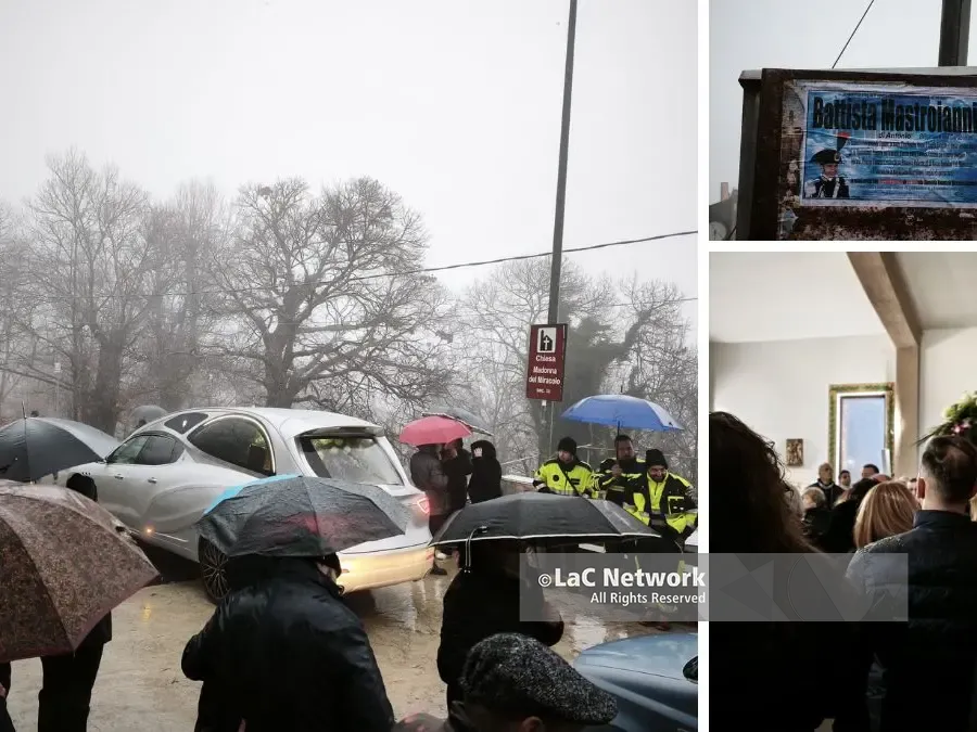 I fiori rossi e blu dell’Arma e un volo di palloncini bianchi: ad Acquafredda chiesa stracolma per l’addio al brigadiere suicida