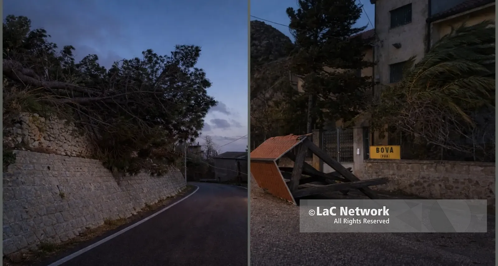 Bova, il vento fortissimo abbatte alberi e trancia cavi: viabilità interrotta e danni alle strutture agricole\n