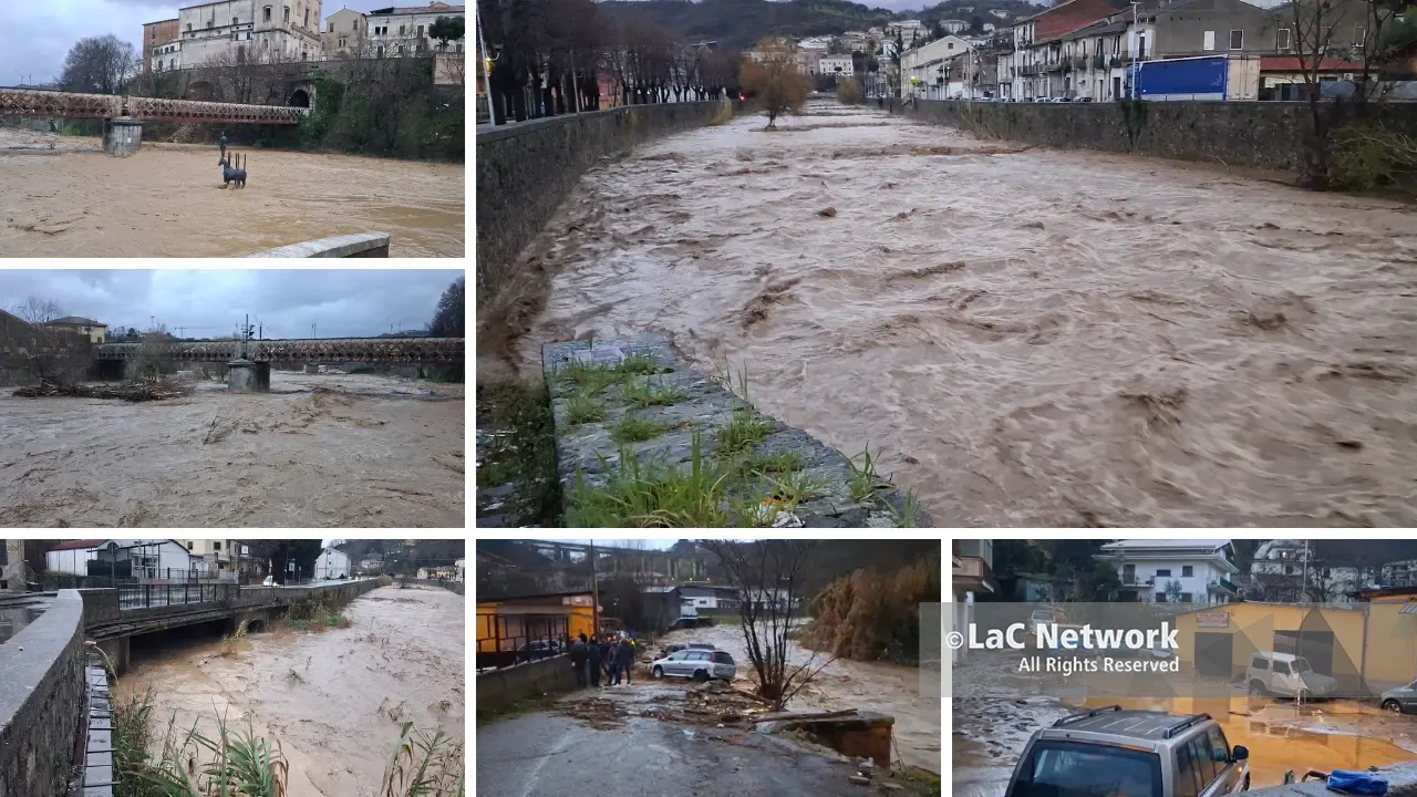 Esonda il Busento tra Cosenza e Dipignano: danni ad auto e paura tra i residenti –\u00A0VIDEO\n