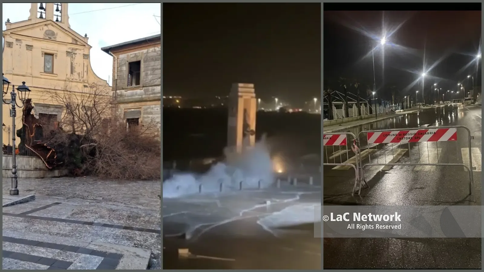 Il passaggio del ciclone non risparmia Reggio, vento mareggiate e torrenti ingrossati: dopo la notte di Nils parte la conta dei danni\n