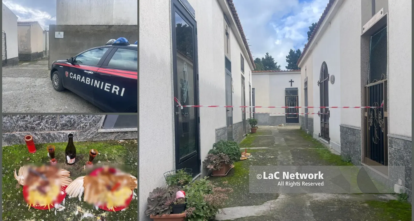 Macabra scoperta al cimitero di Palizzi: inscenato un sacrificio animale con candele e segni di un possibile rito esoterico. Avviate le indagini\n