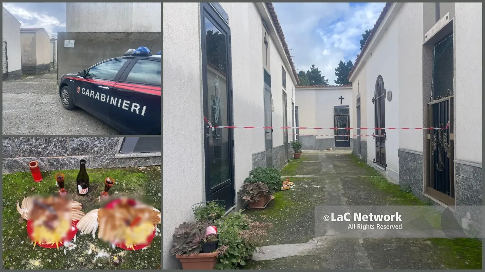 Macabra scoperta al cimitero di Palizzi: inscenato un sacrificio animale con candele e segni di un possibile rito esoterico. Avviate le indagini\n