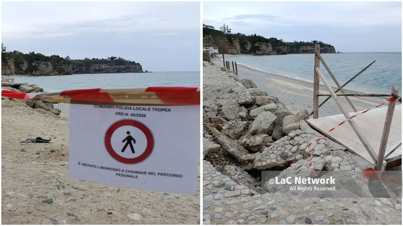 Erosione costiera a Tropea, la spiaggia scompare sotto i colpi delle onde: «Persi quasi 5 metri di arenile»\n