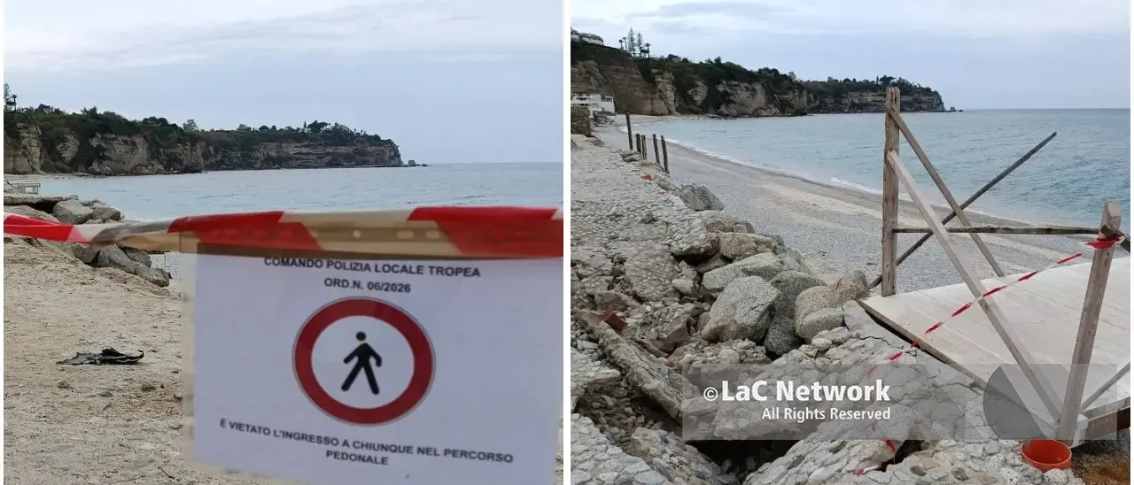 Erosione costiera a Tropea, la spiaggia scompare sotto i colpi delle onde: «Persi quasi 5 metri di arenile»\n