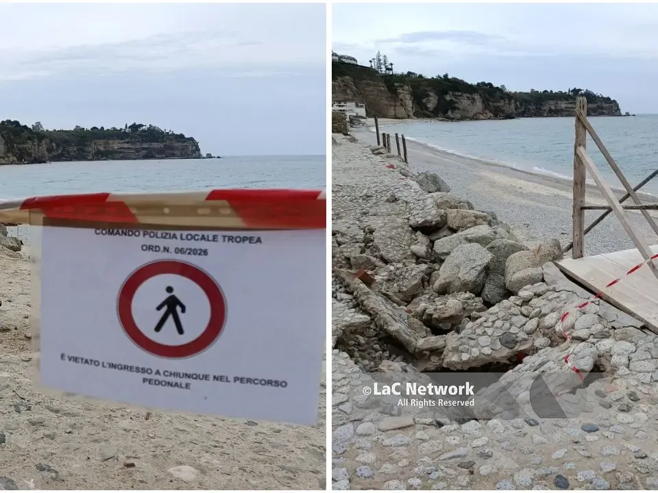 Erosione costiera a Tropea, la spiaggia scompare sotto i colpi delle onde: «Persi quasi 5 metri di arenile»