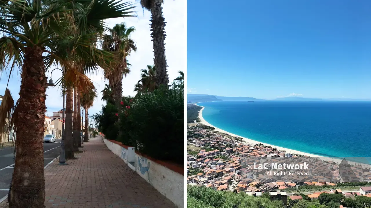 Il lungomare di Nicotera, a destra una veduta sulla frazione Marina