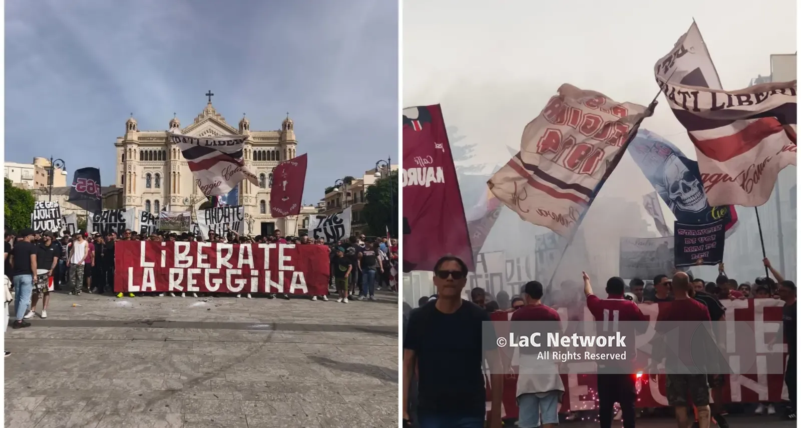 Amaranto in protesta, la Curva Sud sfila in città: “Liberate la Reggina”\n