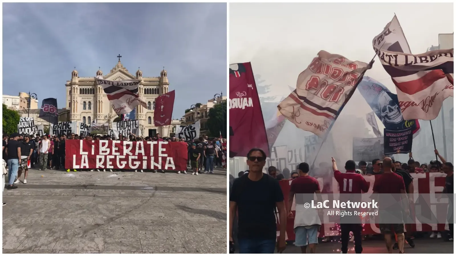 Amaranto in protesta, la Curva Sud sfila in città: “Liberate la Reggina”\n
