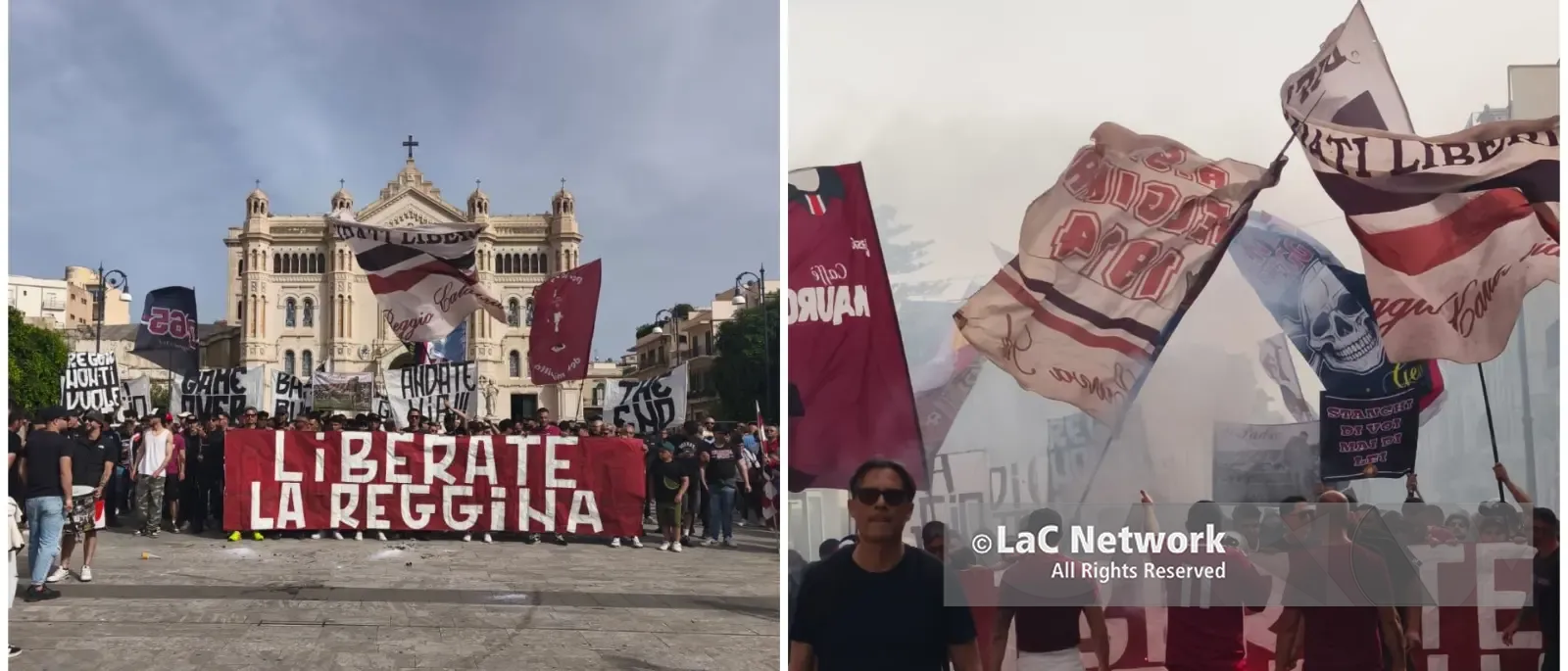 Amaranto in protesta, la Curva Sud sfila in città: “Liberate la Reggina”\n