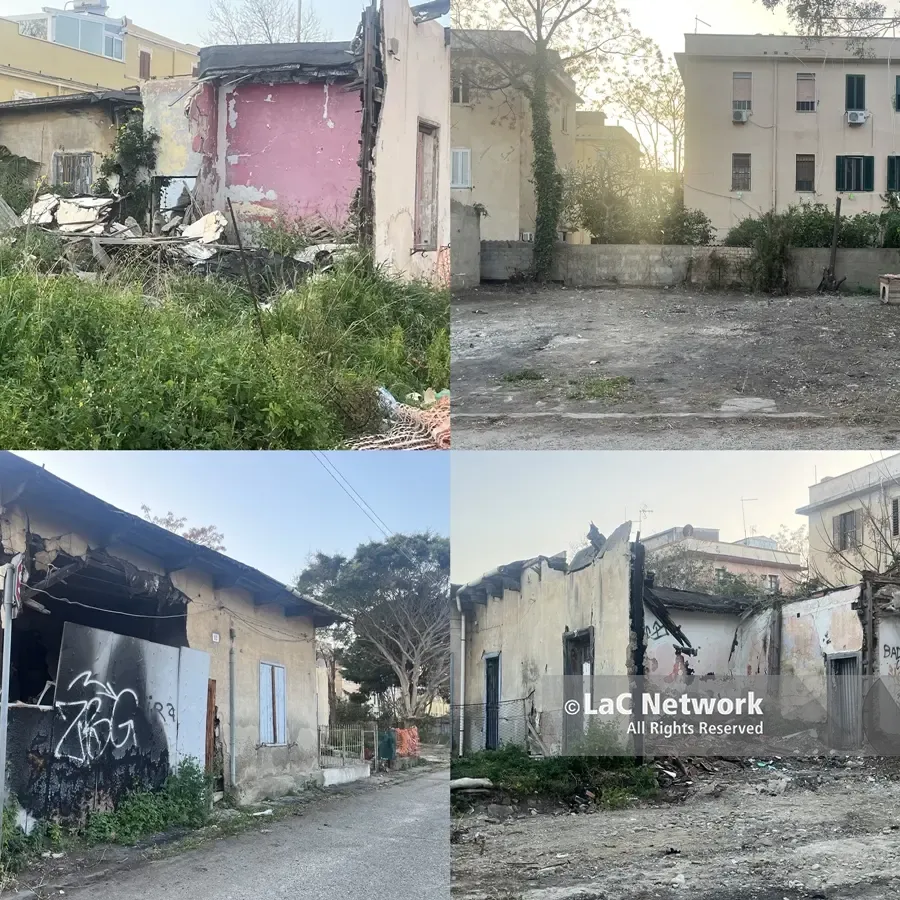 Reggio, via Fratelli Spagnolo resta sospesa tra un’area liberata da spazzatura e verde incolto e baracche trasformate in discariche – FOTO\n\n\n