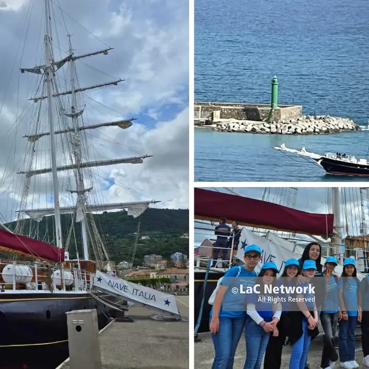 Nave Italia entra in porto, il brigantino orgoglio della Marina Militare ha attraccato a Vibo Marina\n