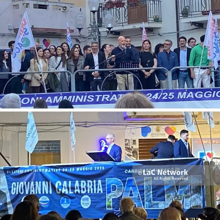 Palmi, si chiude in Piazza Primo\u00A0Maggio una campagna elettorale “infuocata”: i comizi finali di\u00A0Calabria e Cardone\n