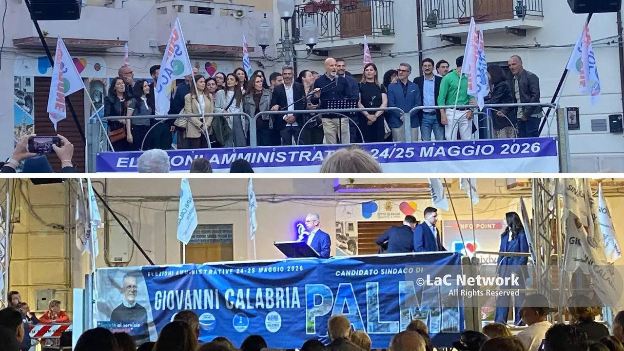 Palmi, si chiude in Piazza Primo\u00A0Maggio una campagna elettorale “infuocata”: i comizi finali di\u00A0Calabria e Cardone\n