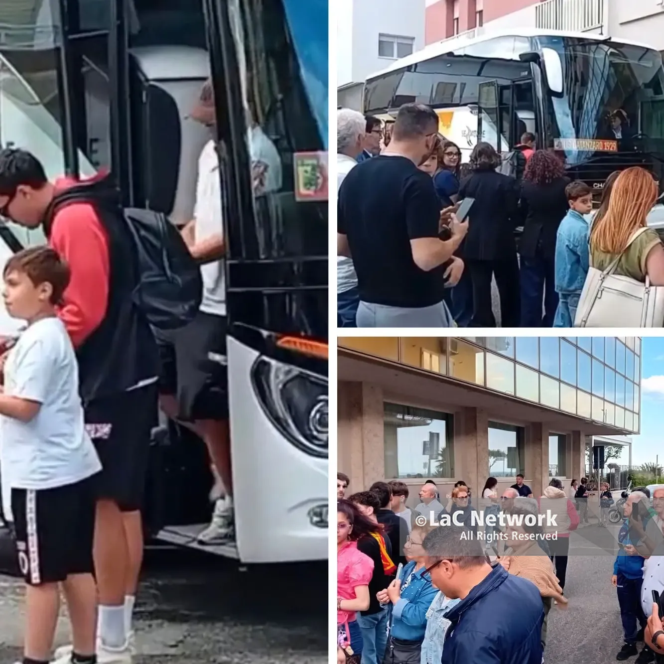 Catanzaro, l’abbraccio dei tifosi all’uscita dall’hotel prima della finale play off col Monza\n