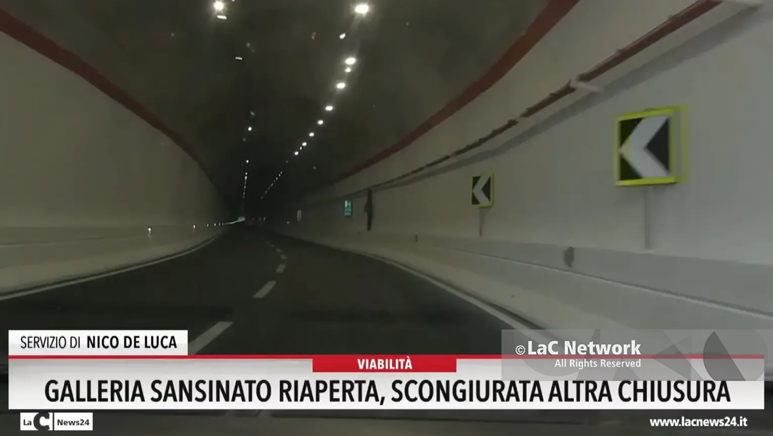 Galleria del Sansinato, i lavori proseguiranno di notte: resta chiusa la rampa di immissione sulla ss280\n