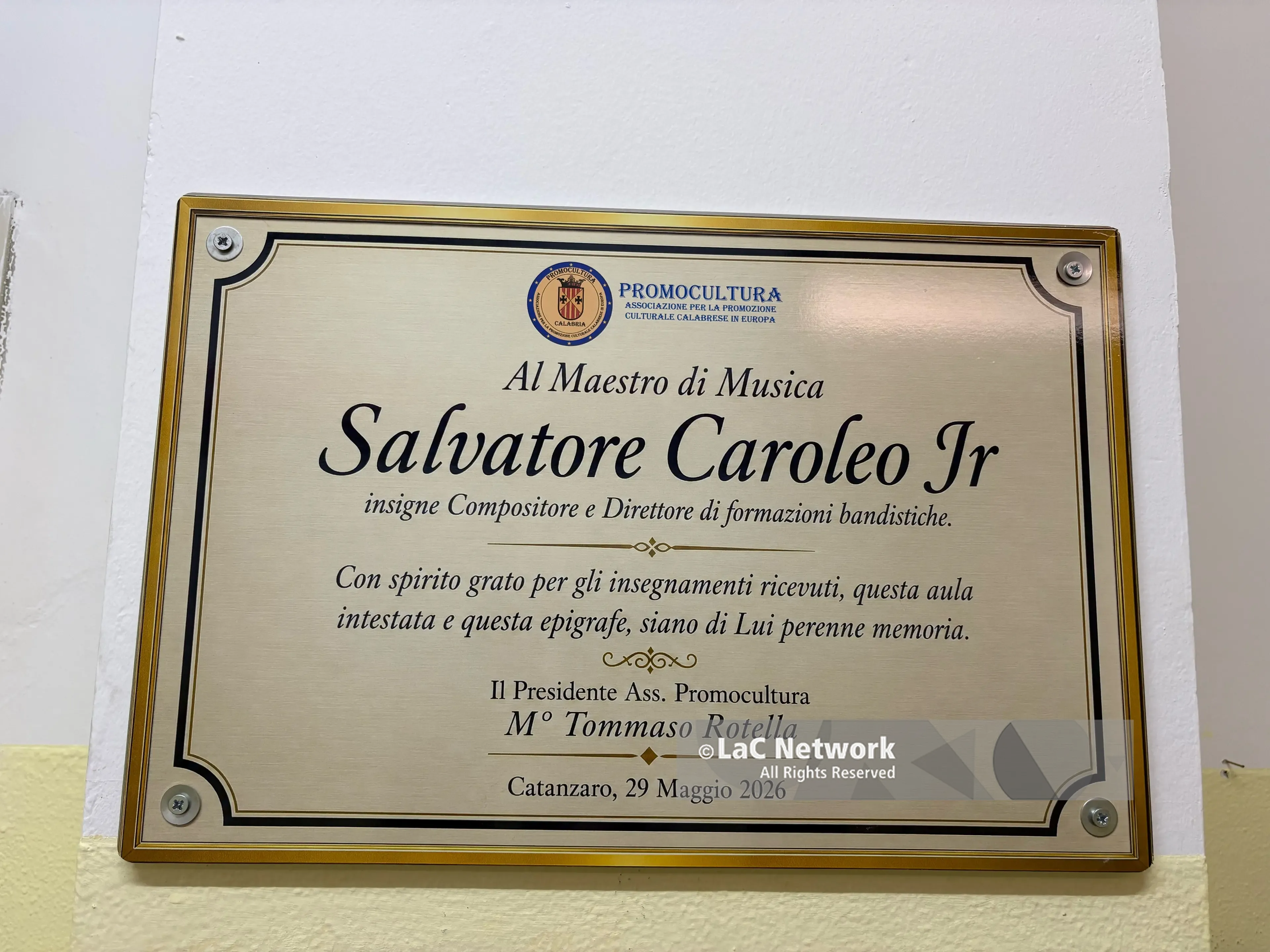 Intitolata una sala della Scuola di Musica “Mille e.. una nota” di Catanzaro al maestro Salvatore Caroleo\n
