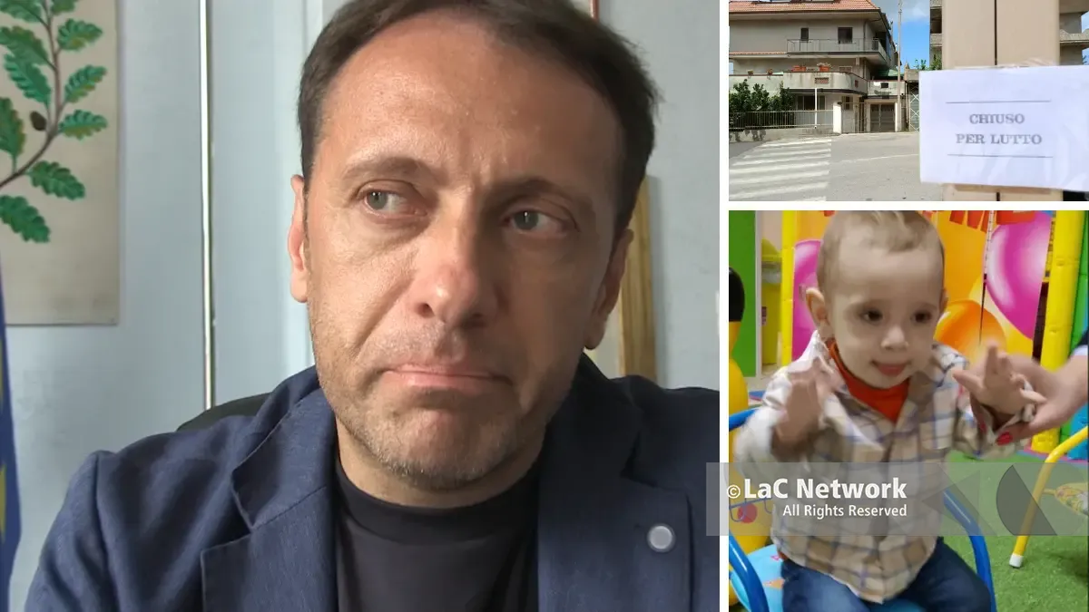 La commozione del sindaco di Zungri, a destra un\\'attivit\\u00E0 chiusa per lutto e il piccolo Alessio Pio