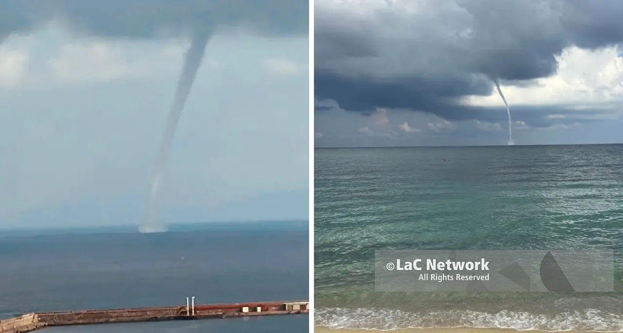 Vibo, spettacolare tromba marina al largo: il caldo lascia spazio all’instabilità, forti temporali nelle prossime ore\n
