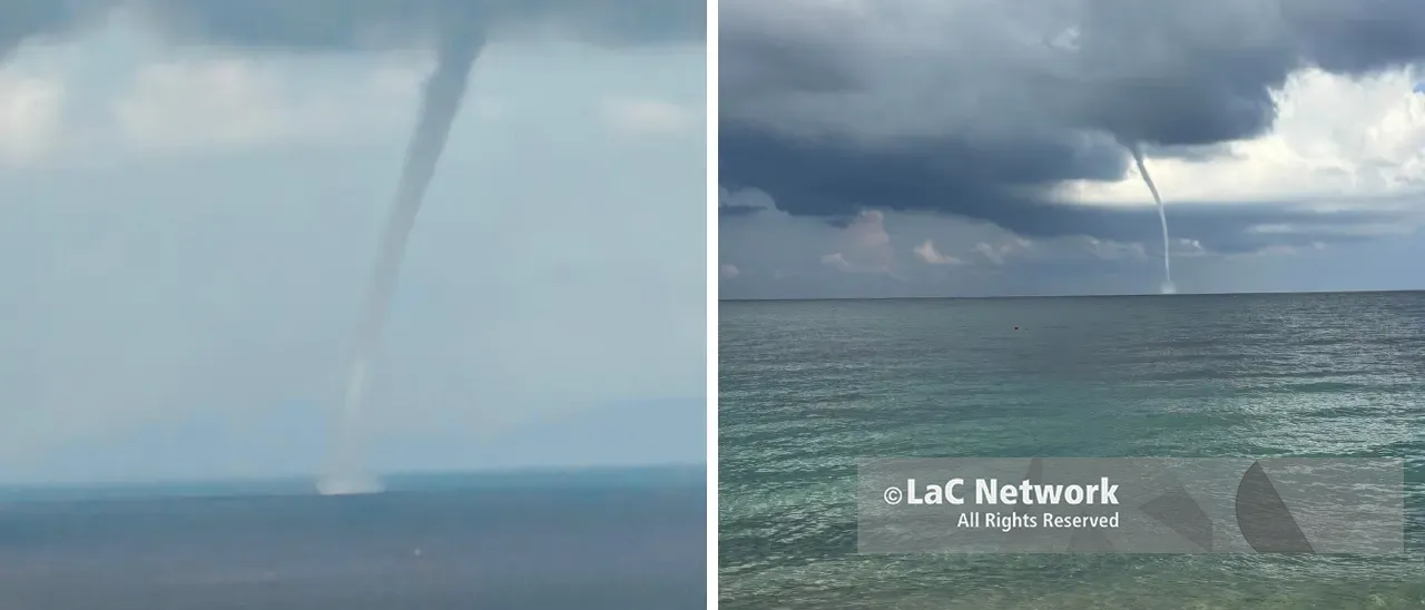 Vibo, spettacolare tromba marina al largo: il caldo lascia spazio all’instabilità, forti temporali nelle prossime ore\n