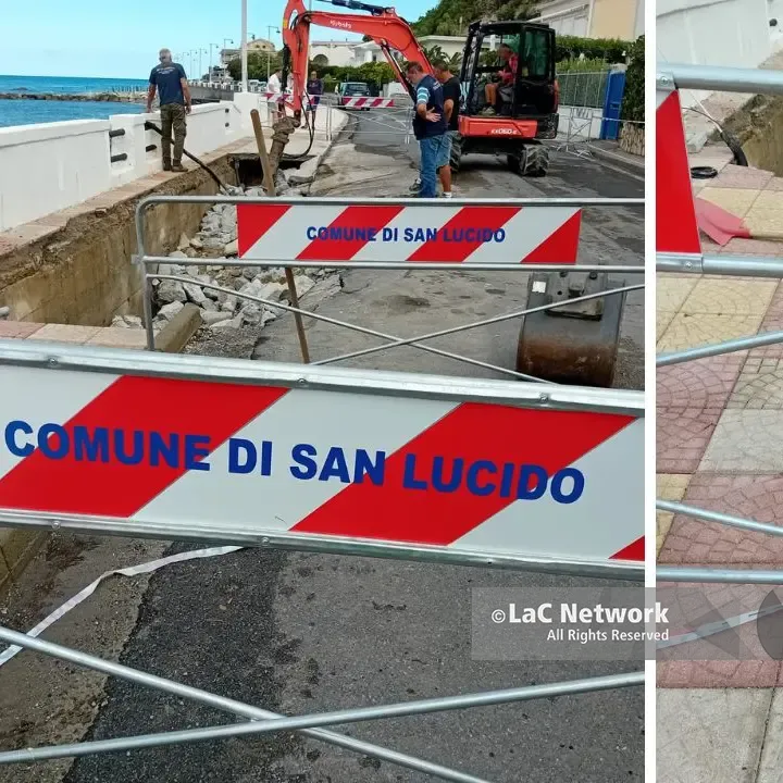 San Lucido, cede il lungomare: due automobili inghiottite da una profonda voragine\n