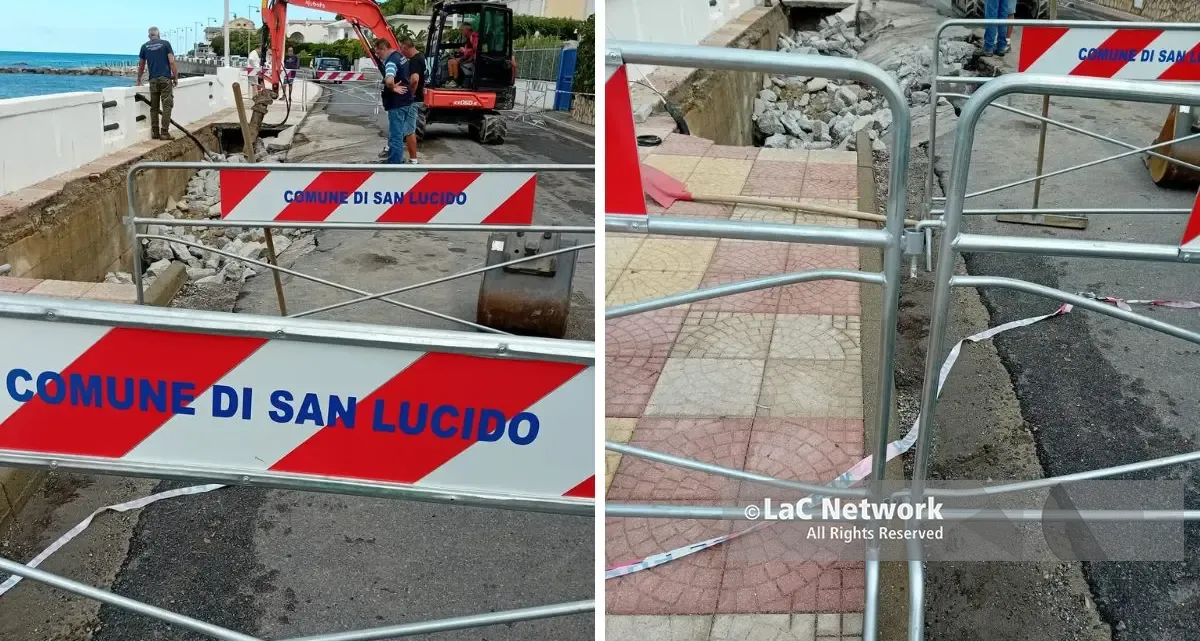 San Lucido, cede il lungomare: due automobili inghiottite da una profonda voragine\n