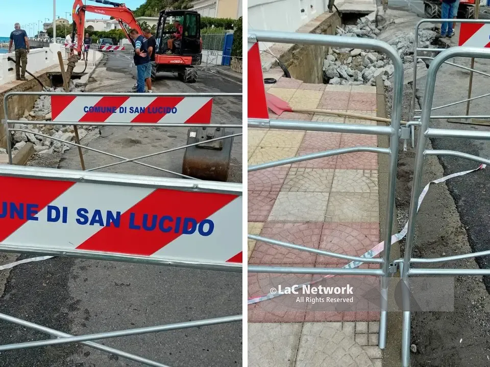 San Lucido, cede il lungomare: due automobili inghiottite da una profonda voragine