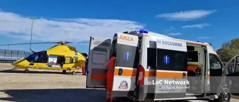 Ricadi, incidente in località Torre Marrana, ciclista trasportato in elisoccorso al Pugliese\n