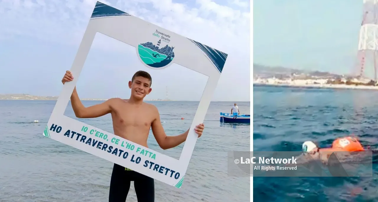 Ad appena 15\u00A0anni attraversa lo Stretto di Messina a nuoto in soli 35 minuti: l’impresa di Massimo Maduli della Penta Vibo\n