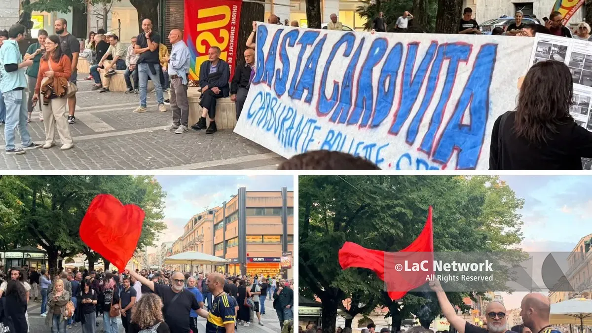 <p>Protesta contro il caro vita lungo corso Mazzini a Cosenza</p>\\n