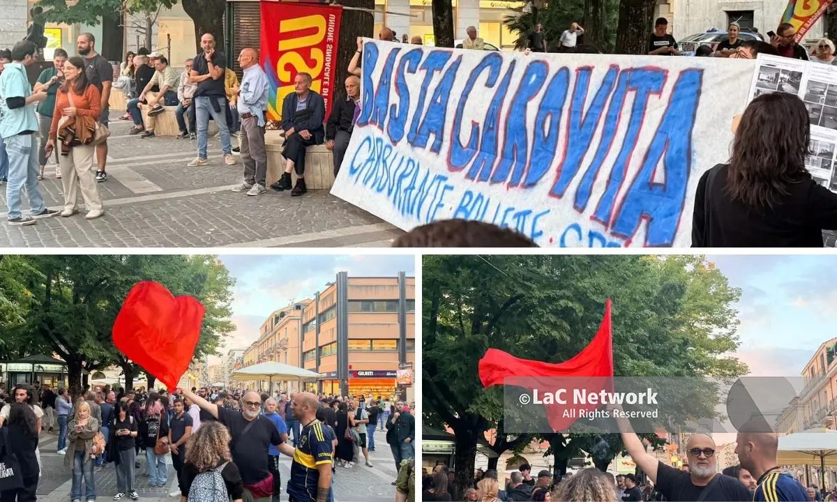 Caro vita, protesta su corso Mazzini. Morrone: «In Calabria situazione insostenibile per le famiglie» | VIDEO\n