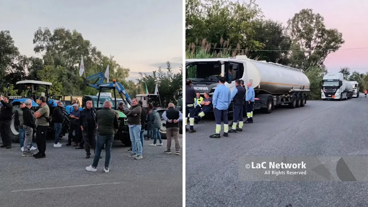 Vibo Marina, gli agricoltori\u00A0bloccano le autocisterne di carburante.\u00A0E\u00A0scatta la solidarietà di poliziotti e autisti\n
