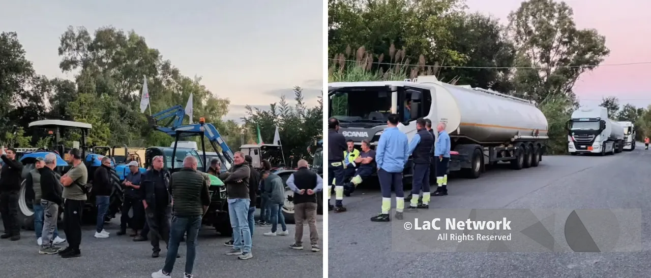 Vibo Marina, gli agricoltori\u00A0bloccano le autocisterne di carburante.\u00A0E\u00A0scatta la solidarietà di poliziotti e autisti\n