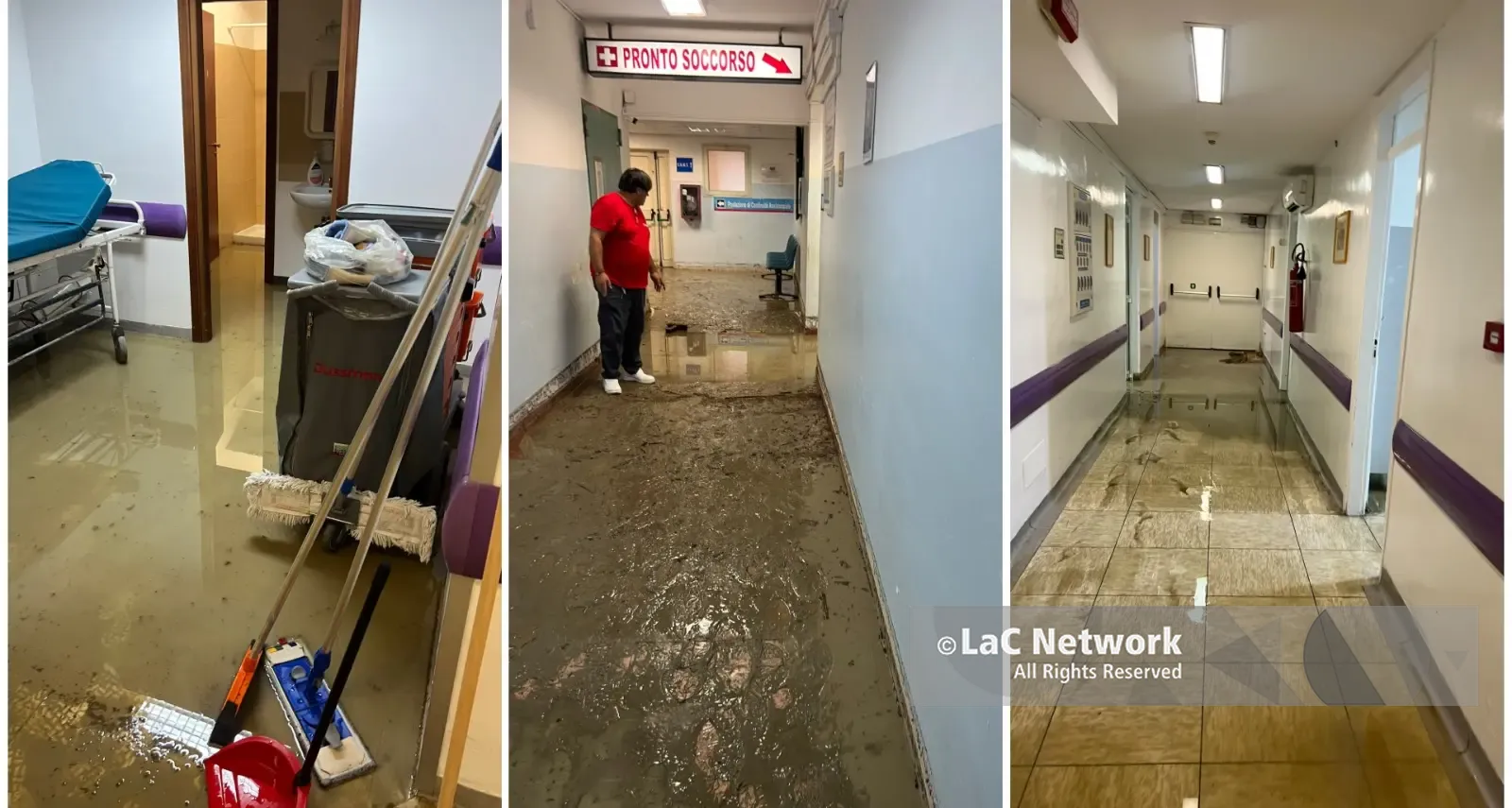 Nubifragio a Melito, allagato anche il Pronto Soccorso dell'ospedale Tiberio Evoli