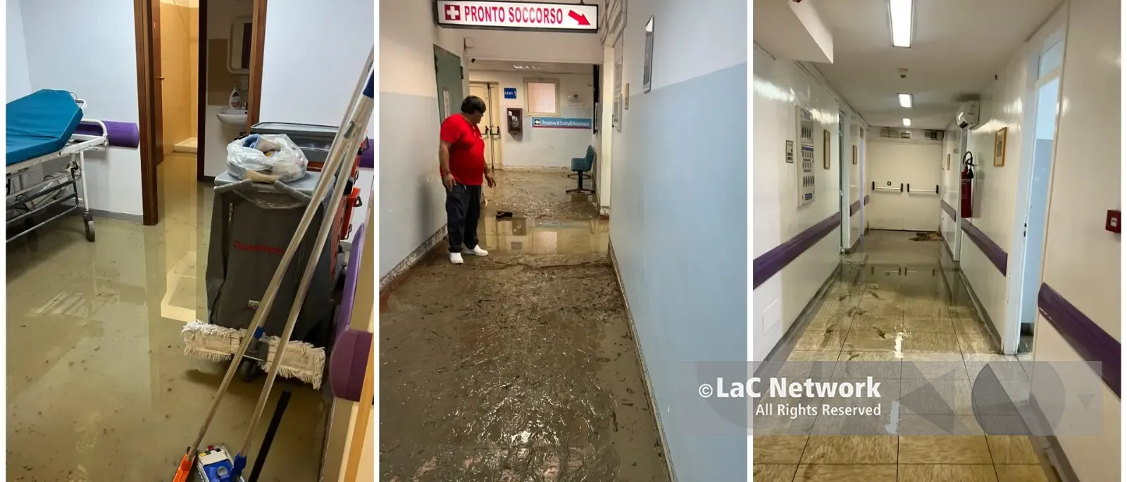 Nubifragio a Melito, allagato anche il Pronto Soccorso dell'ospedale Tiberio Evoli