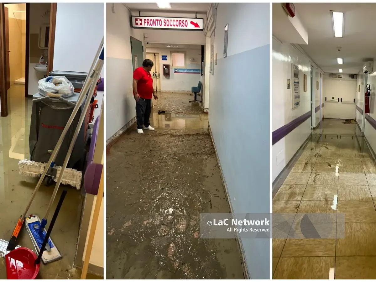 Nubifragio a Melito, allagato anche il Pronto Soccorso dell'ospedale Tiberio Evoli