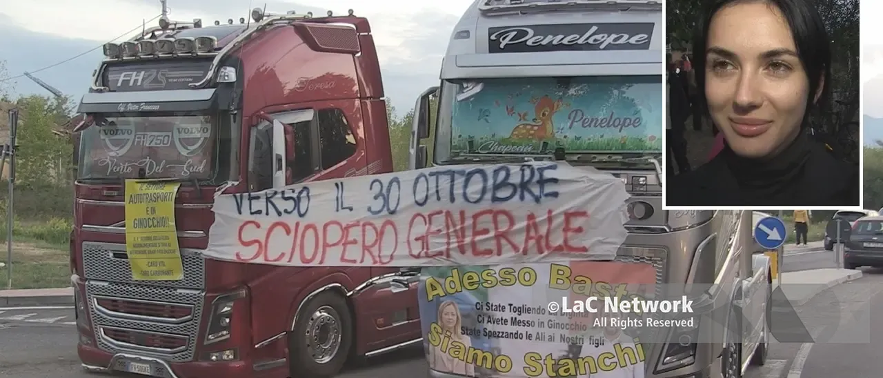 Caro carburanti, a Rende i trattori si uniscono ai camion. L’imprenditrice Teresa Leone: «Lo Stato ci sta tagliando le gambe»\n