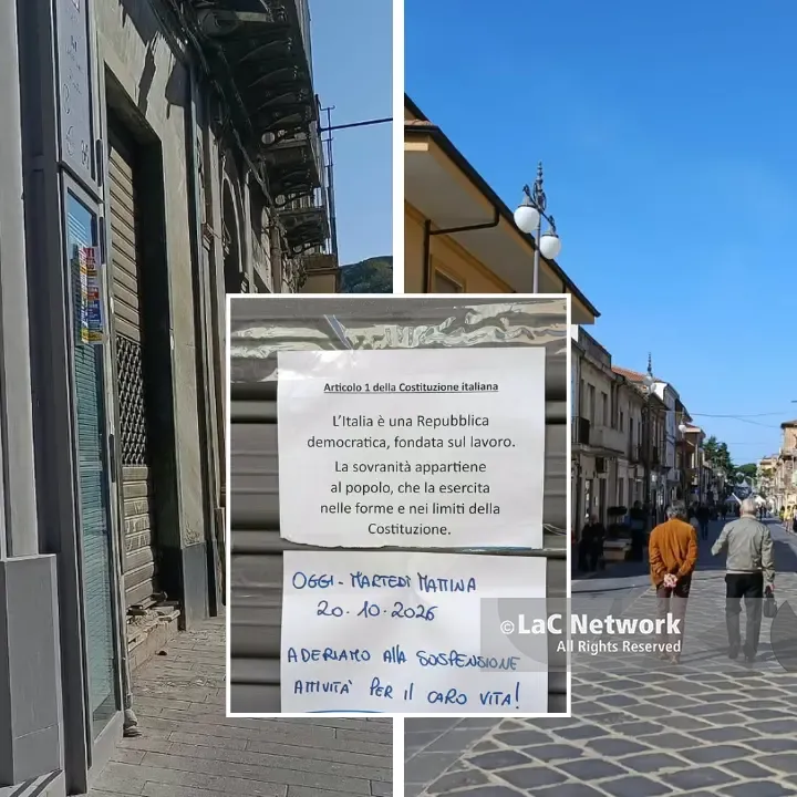 Vibo Valentia, serrande abbassate contro il caro vita: chiude il 90% dei negozi. I commercianti al presidio di Sant’Onofrio\n