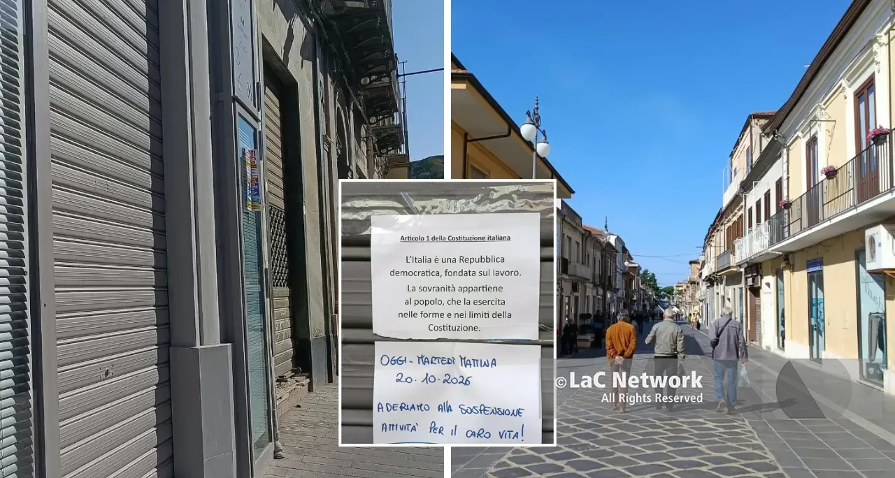 Vibo Valentia, serrande abbassate contro il caro vita: chiude il 90% dei negozi. I commercianti al presidio di Sant’Onofrio\n