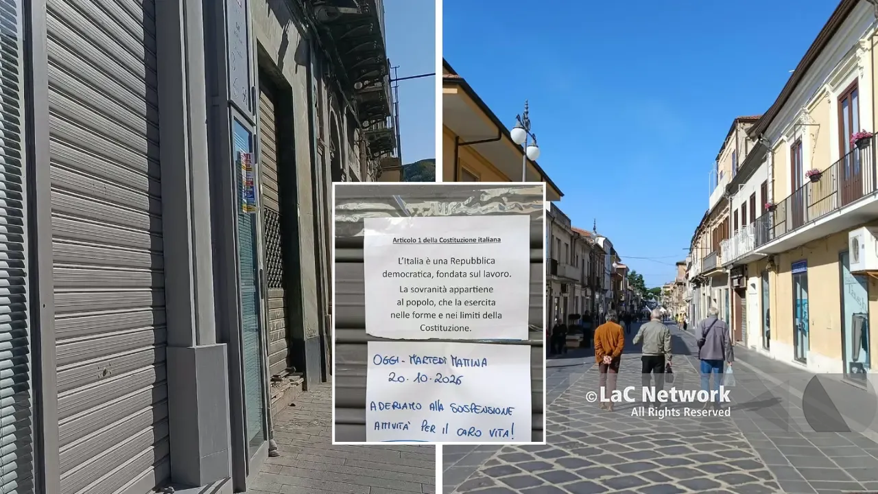 Vibo Valentia, serrande abbassate contro il caro vita: chiude il 90% dei negozi. I commercianti al presidio di Sant’Onofrio\n