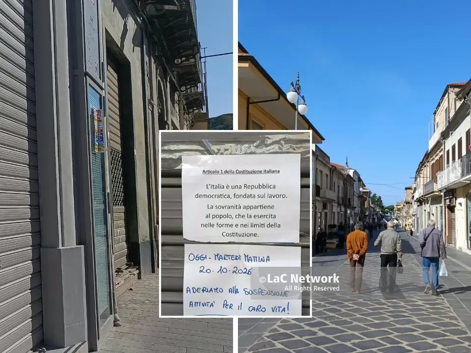 Vibo, serrande abbassate contro il carovita: chiude il 90% dei negozi. I commercianti al presidio di Sant’Onofrio