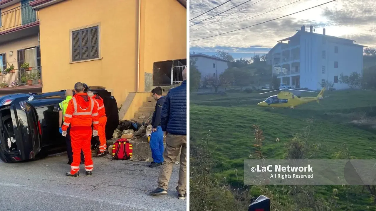 Acri, auto fuori strada: 22enne bloccato nell’abitacolo, sul posto l’elisoccorso e attesi i vigili del fuoco\n
